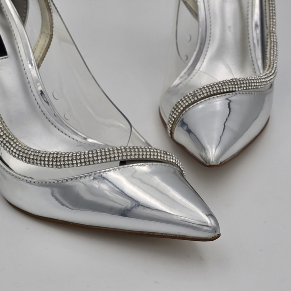 Nine West Finna3 Closed-Toe Pumps, Sparkly Silver, Women's 7.5M - Picture 4 of 16